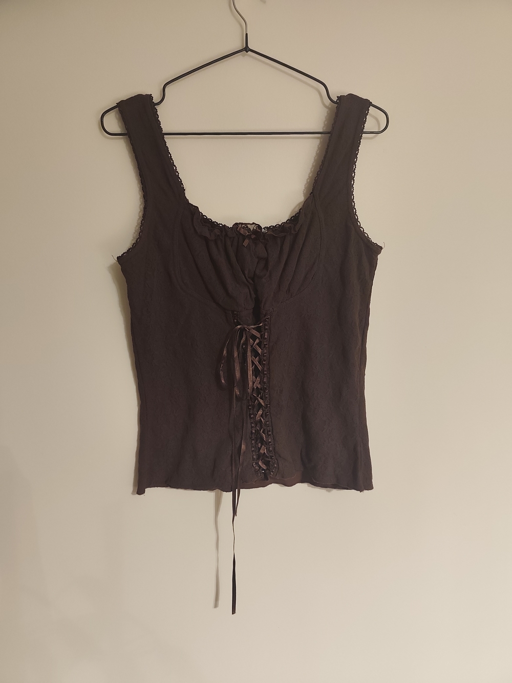 3 Suisses Vintage Fairy Coquette Chocolate Brown Milkmaid Cami Top Size L(EUR42)